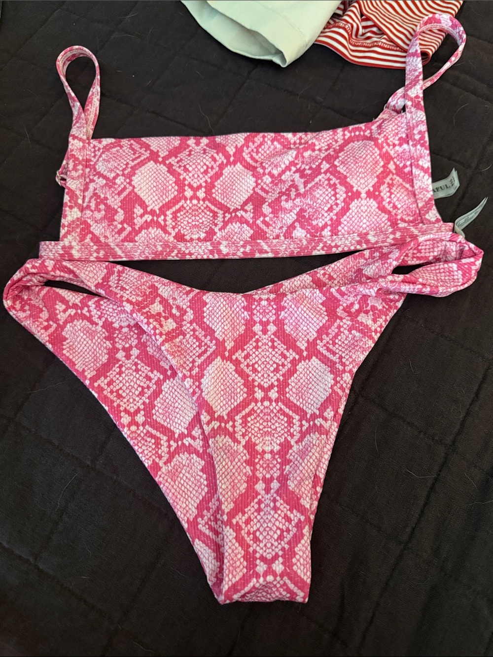 Zaful Pink Snake-Print Bikini Set